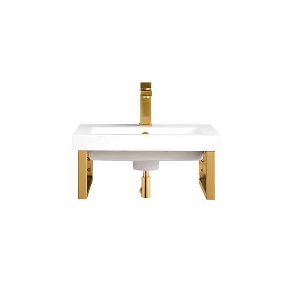 James Martin Vanities Boston Radiant Gold 20" Floating Sink with White Integrated Top