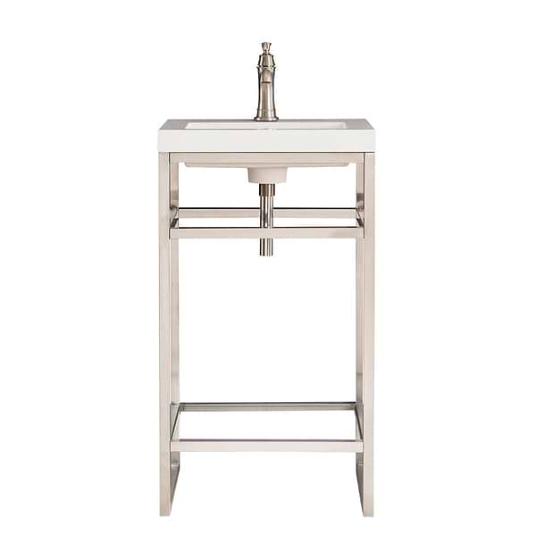 James Martin Vanities Boston Brushed Nickel 20" Freestanding Vanity with White Integrated Top