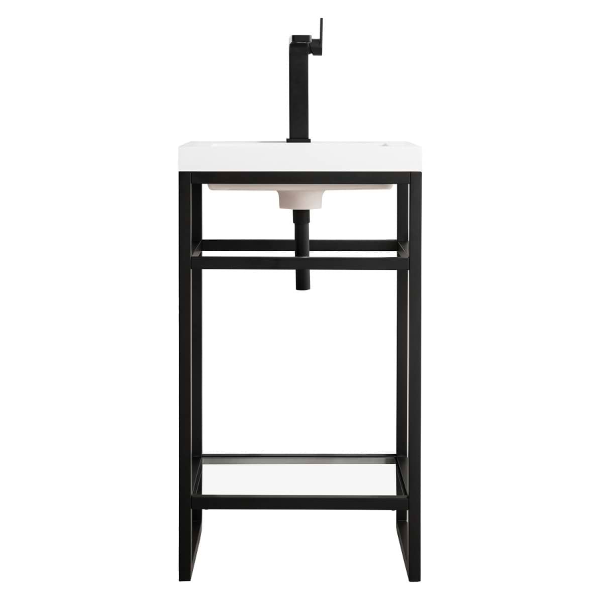 James Martin Vanities Boston Matte Black 20" Freestanding Vanity with White Integrated Top