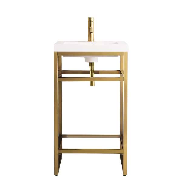 James Martin Vanities Boston Radiant Gold 20" Freestanding Vanity with White Integrated Top