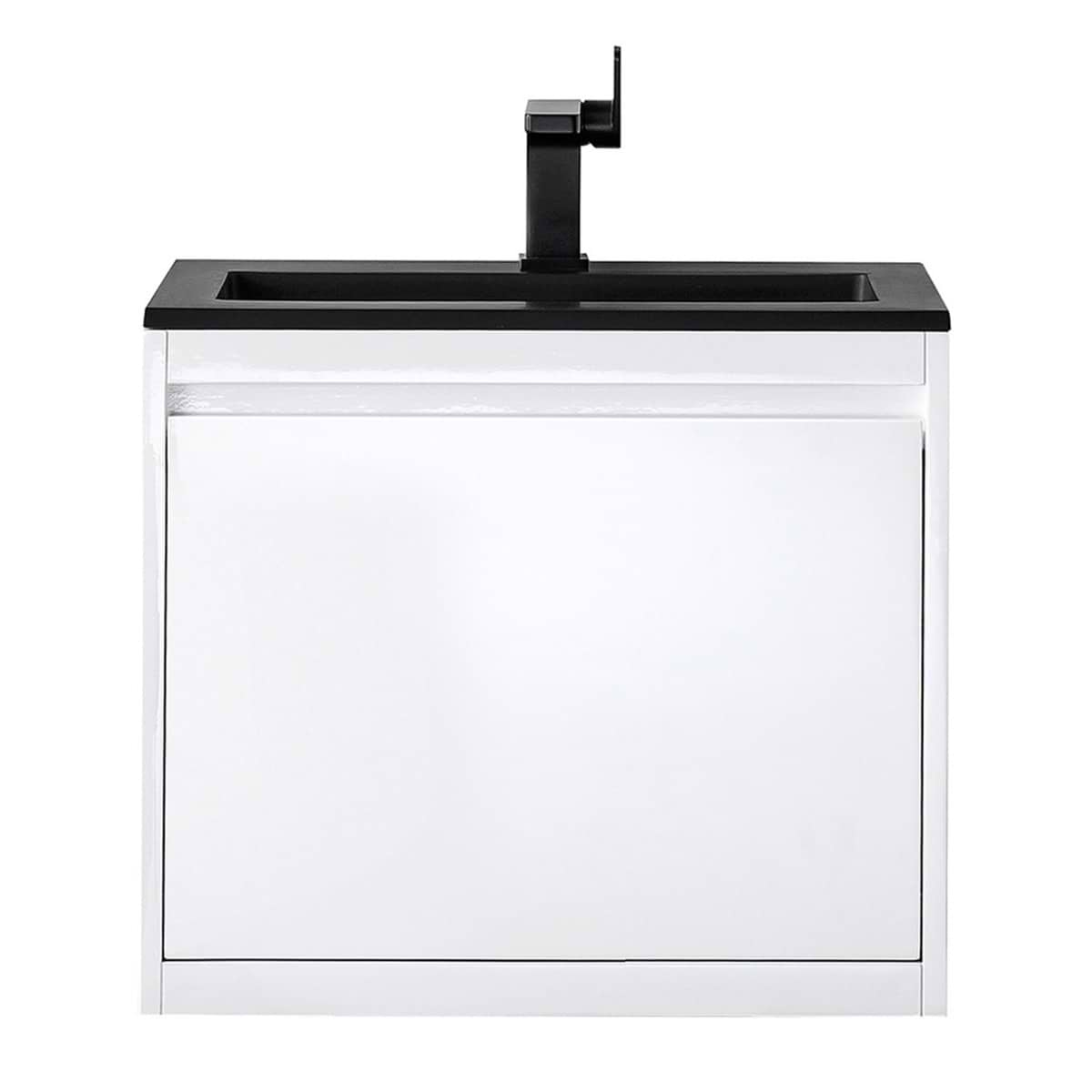 James Martin Vanities Mantova Glossy White 24" Floating Vanity with Charcoal Black Integrated Top