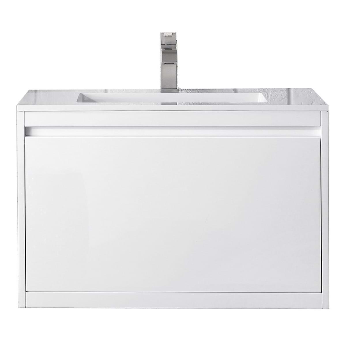 James Martin Vanities Mantova Glossy White 32" Floating Vanity with Glossy White Integrated Top