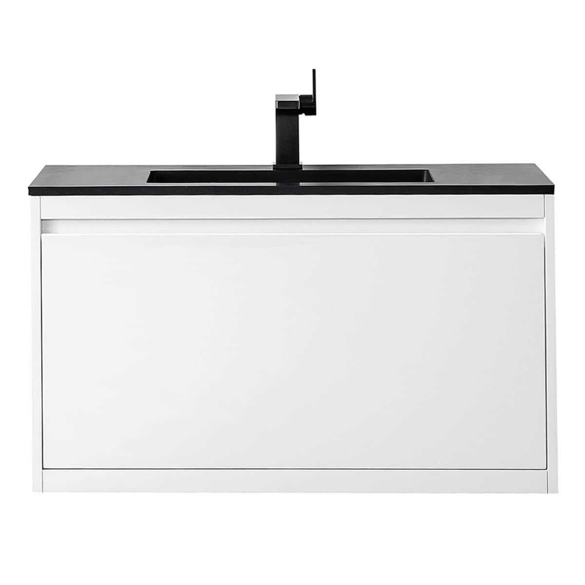 James Martin Vanities Mantova Glossy White 36" Floating Vanity with Charcoal Black Integrated Top