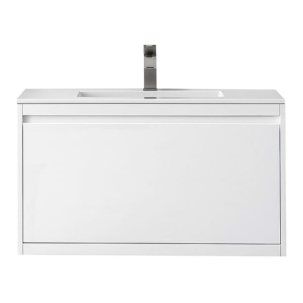James Martin Vanities Mantova Glossy White 36" Floating Vanity with Glossy White Integrated Top