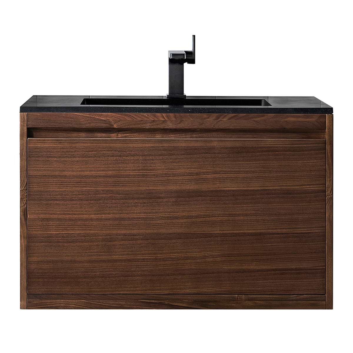 James Martin Vanities Mantova Mid-Century Walnut 36" Floating Vanity with Charcoal Black Integrated Top