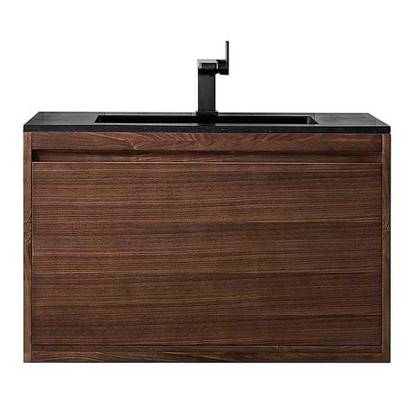 James Martin Vanities Mantova Mid-Century Walnut 36" Floating Vanity with Charcoal Black Integrated Top