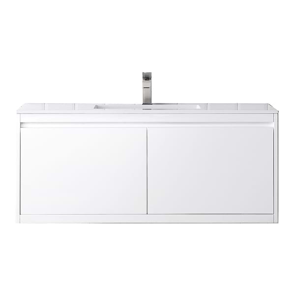 James Martin Vanities Mantova Glossy White 48" Floating Vanity with Glossy White Integrated Top