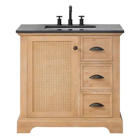 Olivier Blonde Wood 36" Single Vanity with Black Marble Top
