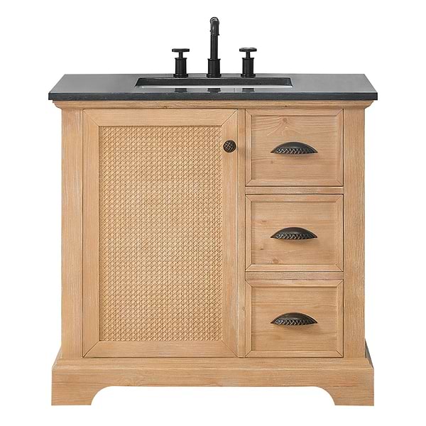 Olivier Blonde Wood 36" Single Vanity with Black Marble Top