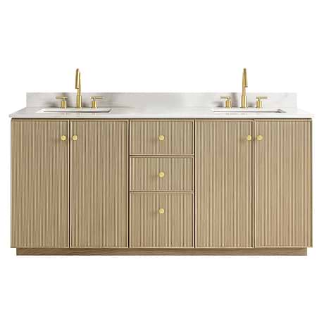 Florencia Blonde Oak 72" Double Vanity with Pacific White Quartz Top