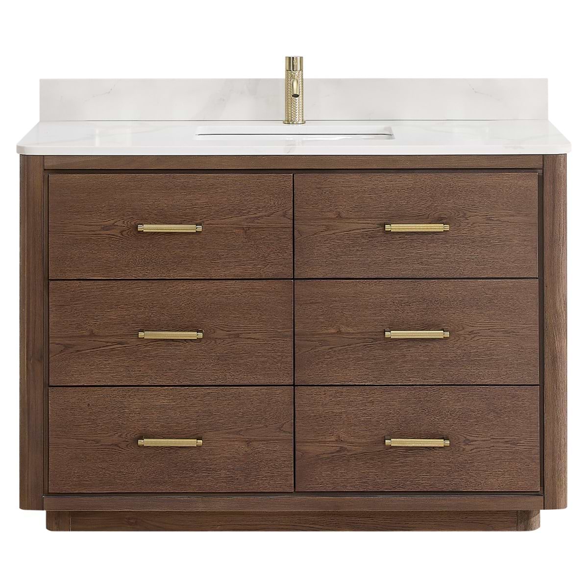 Genora Brown Oak 48" Single Vanity with Pacific White Quartz Top