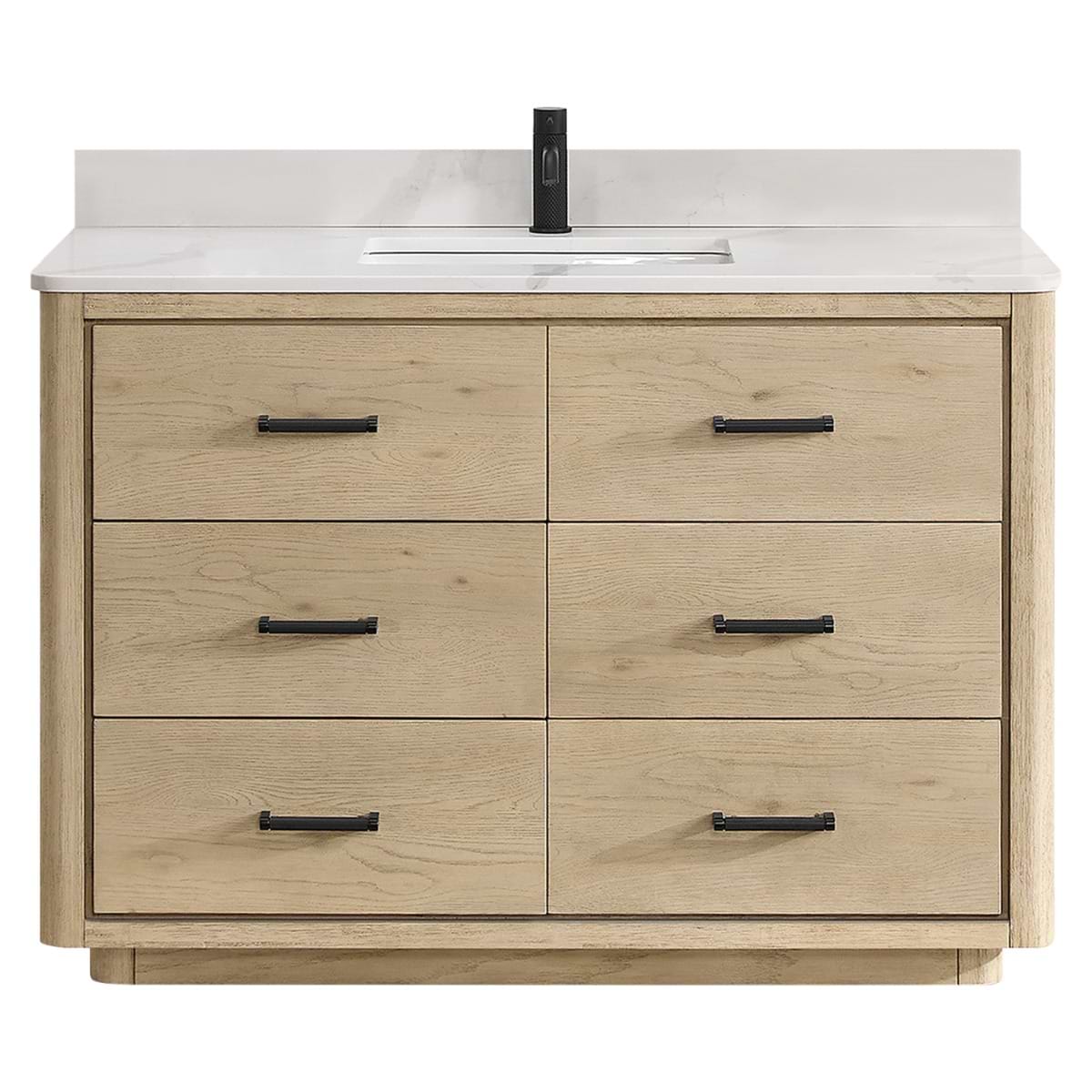 Genora Blonde Oak 48" Single Vanity with Pacific White Quartz Top