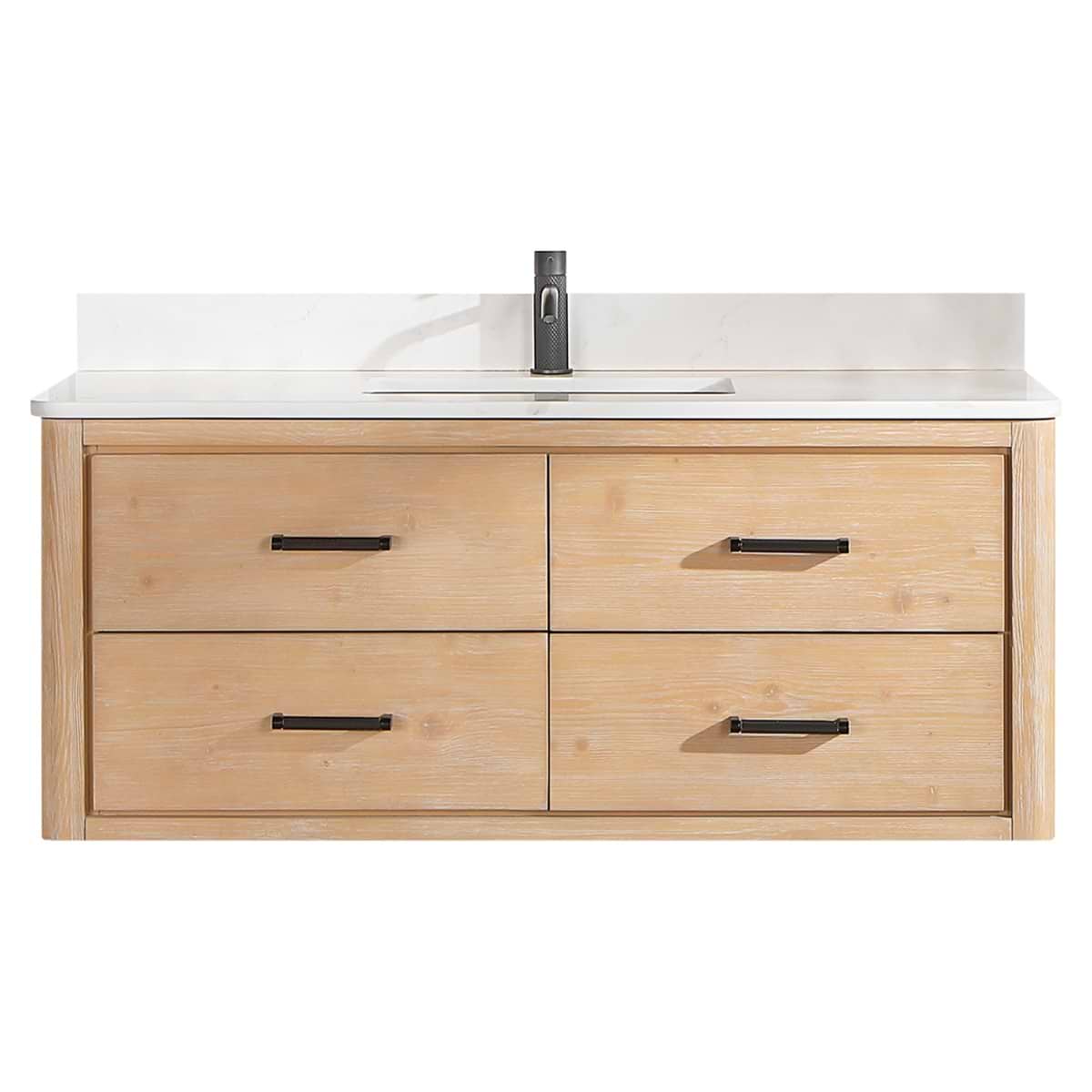 Riven Blonde Oak 48" Sinlge Vanity with Pacific White Quartz Top