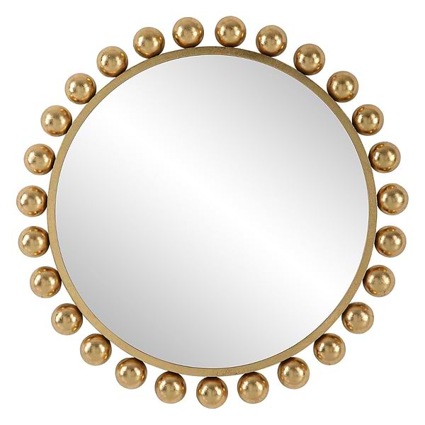 Orly Polished Gold 34" Round Mirror