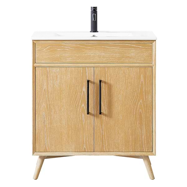 Adelle Blonde Oak 30" Single Vanity with White Ceramic Top