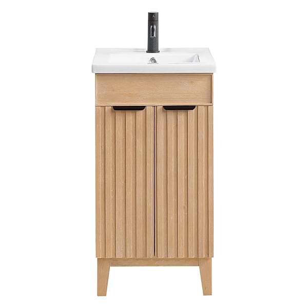 Gess Blonde Oak 18" Single Vanity with White Ceramic Basin Top