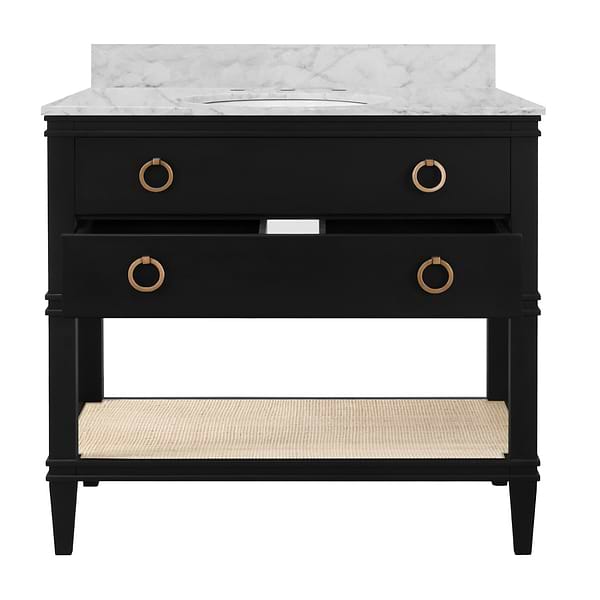 Sade Black 36" Single Vanity with Carrara Marble Top