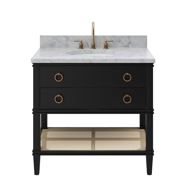 Sade Black 36" Single Vanity with Carrara Marble Top