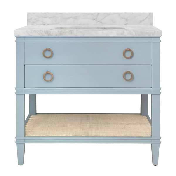 Sade Sky Blue 36" Single Vanity with Carrara Marble Top