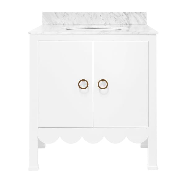 Kasey White 30" Single Vanity with Carrara Marble Top
