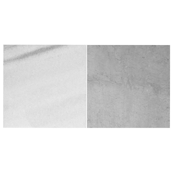 Alterno Biarritz White and Earth Gray 12x12 Polished Marble Checkerboard Tile