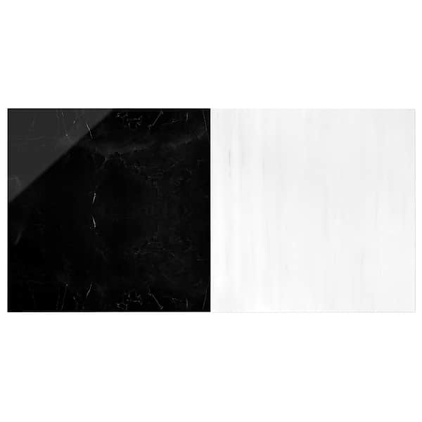 Alterno Black Silk and Glacier White Select 12x12 Polished Marble Checkerboard Tile
