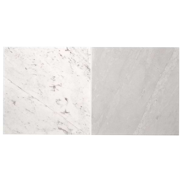 Alterno Volakas White and Ice Gray 12x12 Honed Marble Checkerboard Tile