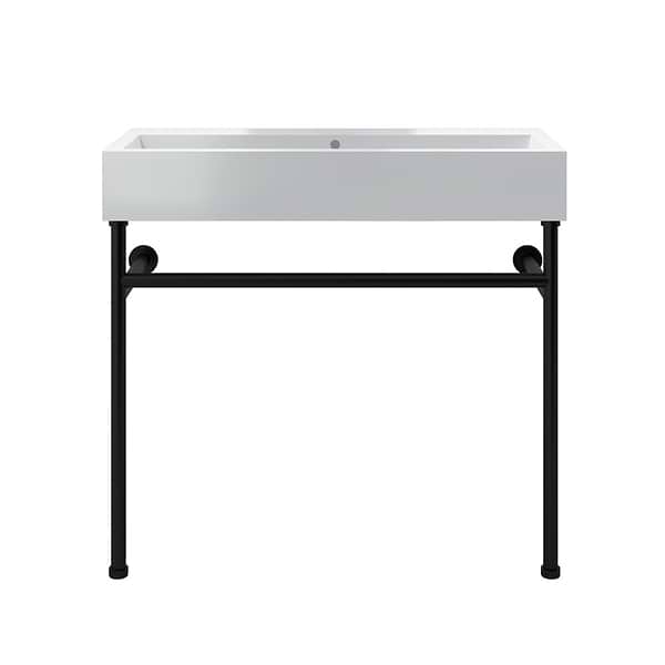 Apollo Matte Black 39" Single Console with No Hole White Ceramic Top
