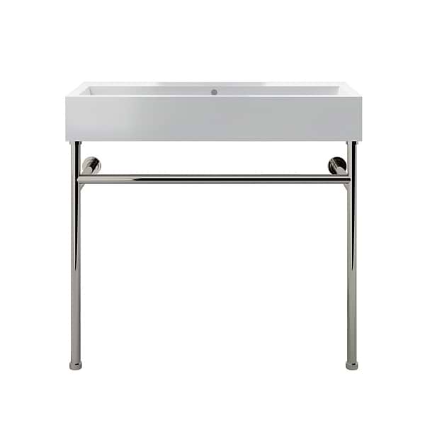 Apollo Polished Nickel 39" Single Console with No Hole White Ceramic Top