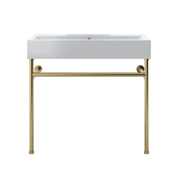 Apollo Brushed Brass 39" Single Console with No Hole White Ceramic Top