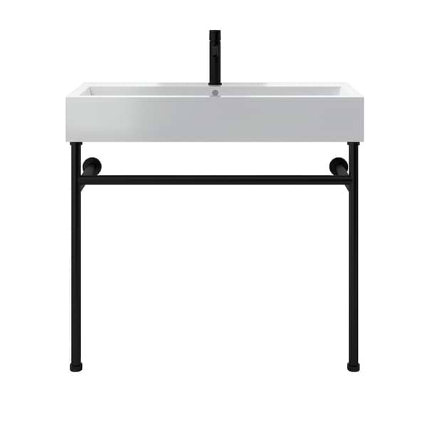 Apollo Matte Black 39" Single Console with Single Hole White Ceramic Top