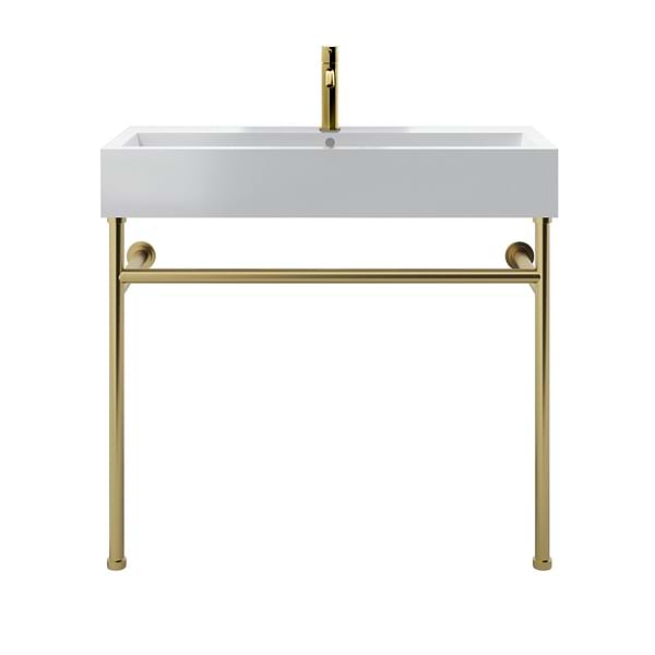 Apollo Brushed Brass 39" Single Console with Single Hole White Ceramic Top