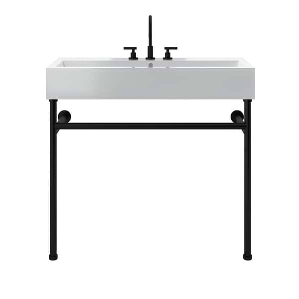 Apollo Matte Black 39" Single Console with Widespread White Ceramic Top