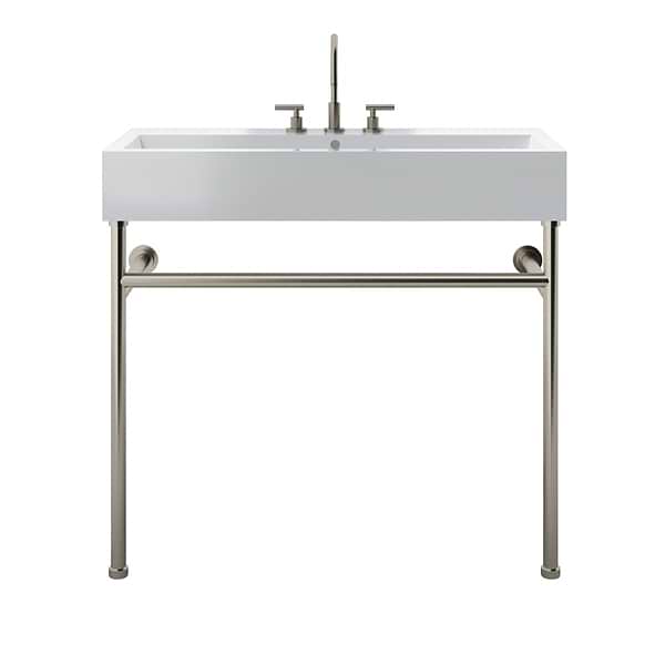 Apollo Brushed Nickel 39" Single Console with Widespread White Ceramic Top