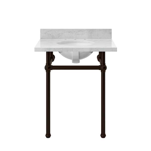 Pierce Oil Rubbed Bronze 30" Single Console with Oval Sink and Carrara Marble Top