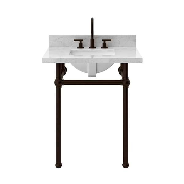 Pierce Oil Rubbed Bronze 30" Single Console with Rectangle Sink and Carrara Marble Top
