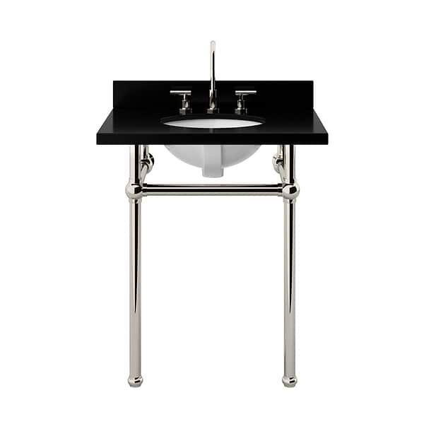 Pierce Polished Nickel 30" Single Console with Oval Sink and Black Granite Top