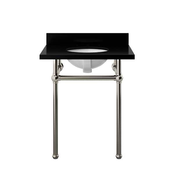 Pierce Brushed Nickel 30" Single Console with Oval Sink and Black Granite Top