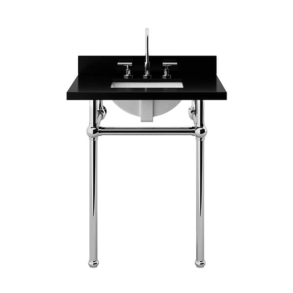 Pierce Polished Chrome 30" Single Console with Rectangle Sink and Black Granite Top