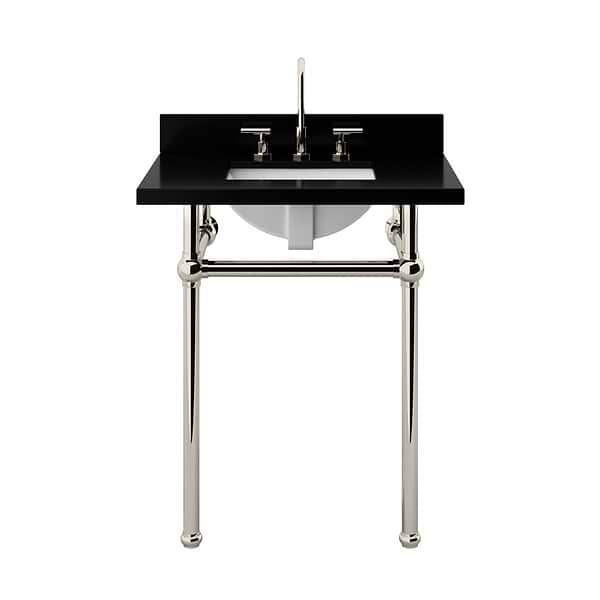 Pierce Polished Nickel  30" Single Console with Rectangle Sink and Black Granite Top