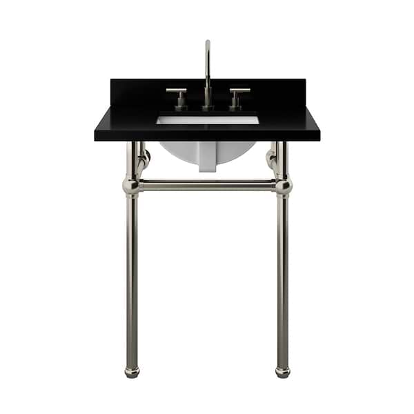 Pierce Brushed Nickel 30" Single Console with Rectangle Sink and Black Granite Top