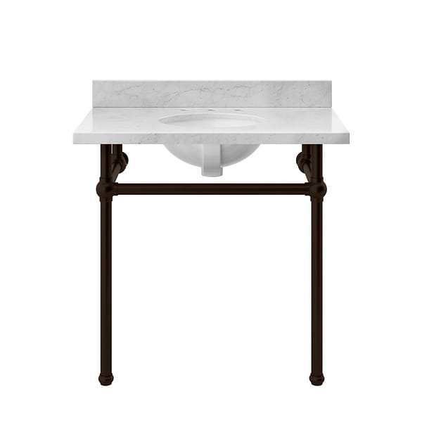 Pierce Oil Rubbed Bronze 36" Single Console with Oval Sink and Carrara Marble Top