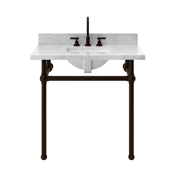 Pierce Oil Rubbed Bronze 36" Single Console with Rectangle Sink and Carrara Marble Top