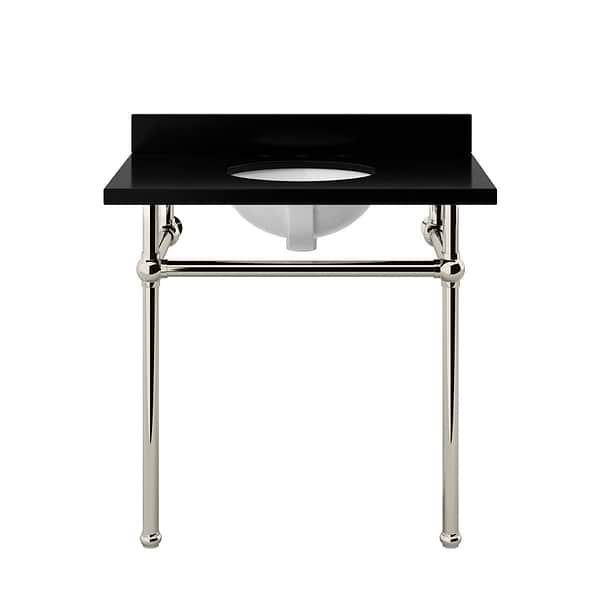 Pierce Polished Nickel 36" Single Console with Oval Sink and Black Granite Top