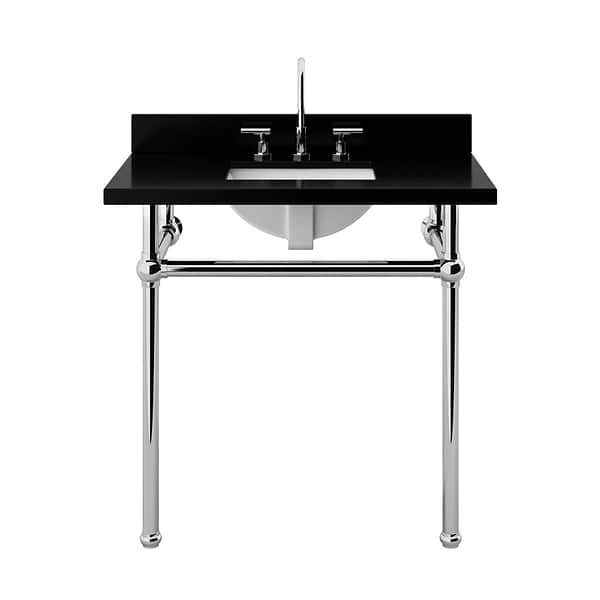 Pierce Polished Chrome 36" Single Console with Rectangle Sink and Black Granite Top