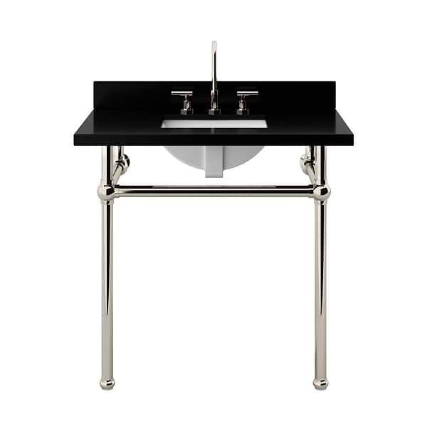 Pierce Polished Nickel 36" Single Console with Rectangle Sink and Black Granite Top