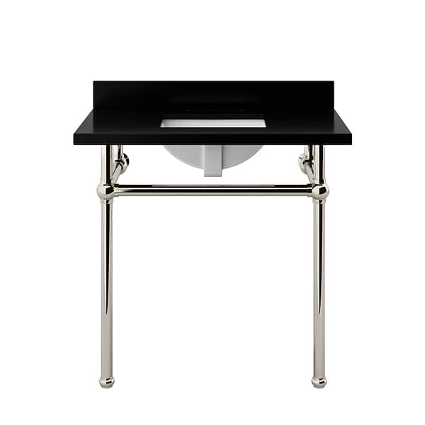 Pierce Polished Nickel 36" Single Console with Rectangle Sink and Black Granite Top