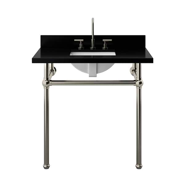 Pierce Brushed Nickel 36" Single Console with Rectangle Sink and Black Granite Top