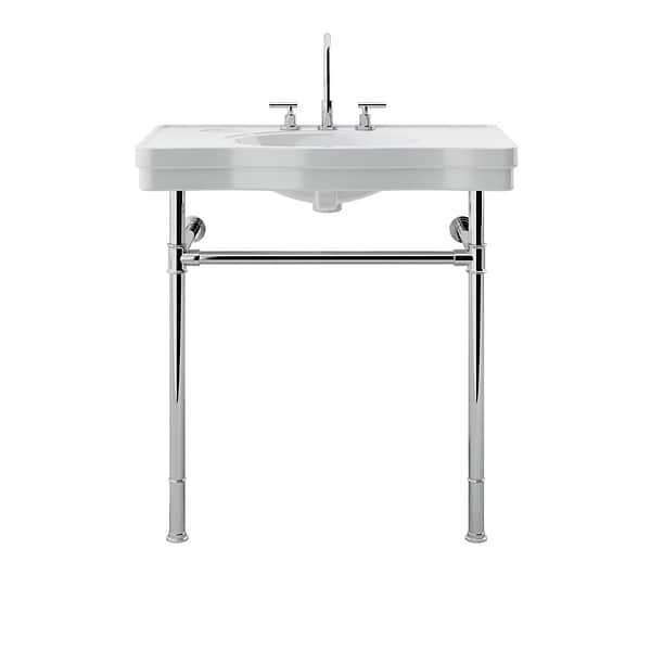 Charles Polished Chrome 36" Single Console with White Ceramic Top