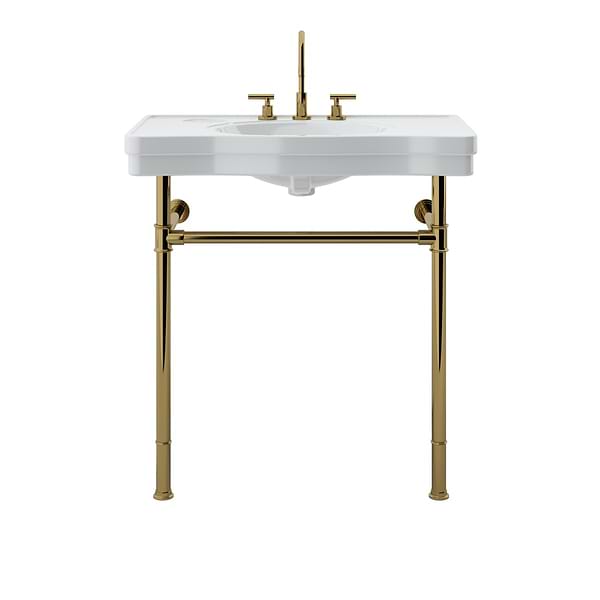 Charles Polished Brass 36" Single Console with White Ceramic Top